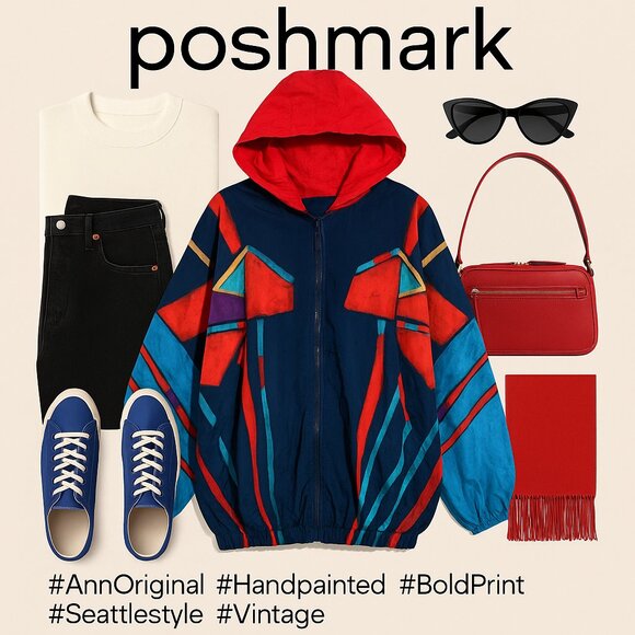 Rare Vintage Ann Original Seattle Jacket Signed “Drizzle Dazzle” | Hand-Painted - Picture 2 of 14